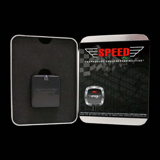 Speed Infinity Throttle Response Controller with wireless app control and pedal lock feature. Enhances throttle response and driving safety.